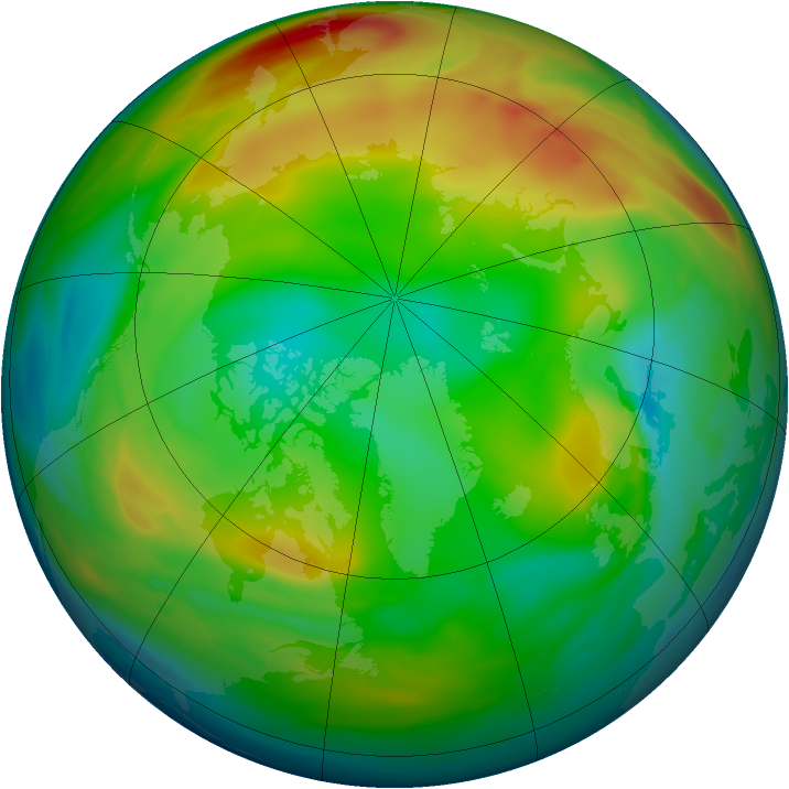 Arctic ozone map for 12 January 2005
